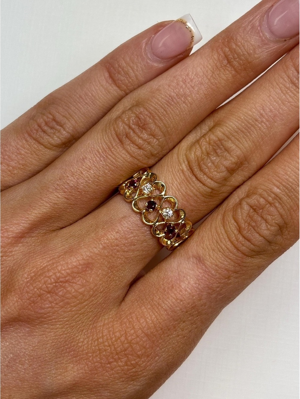 14k Yellow Gold Ruby and Diamond Ring Antique